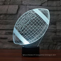 Rugby Football 3D Lamp Optical Illusion Night Light, 7 Color Changing Touch Table Desk Lamps with Acrylic Flat & ABS Base